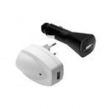 Zestaw adowarek USB, sieciowa + samochodowa
