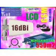 WZMACNIACZ SYGNAU GSM LCD 550m2 + YAGI 16dBi 10m