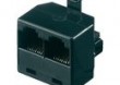 Adapter ISDN, wtyk RJ45  /  2x gniazdo RJ45 8-pin, czarny